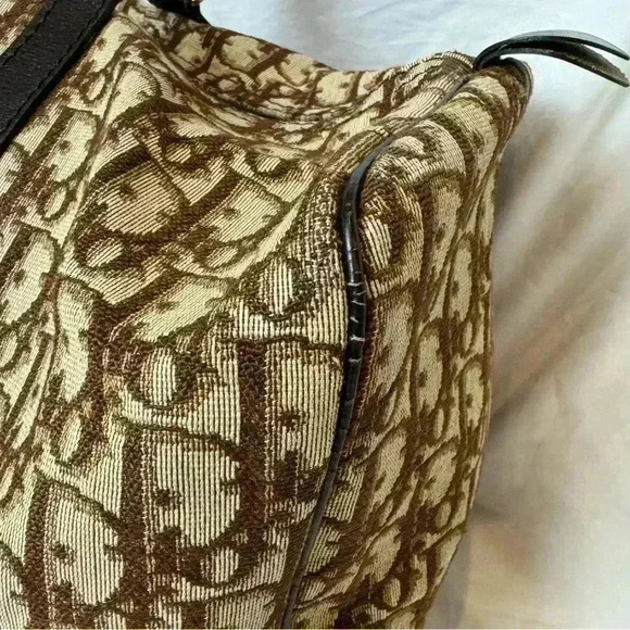 VINTAGE 1970s DIOR large Boston travel bag monogram cloth duffle brown - Picture 13 of 15